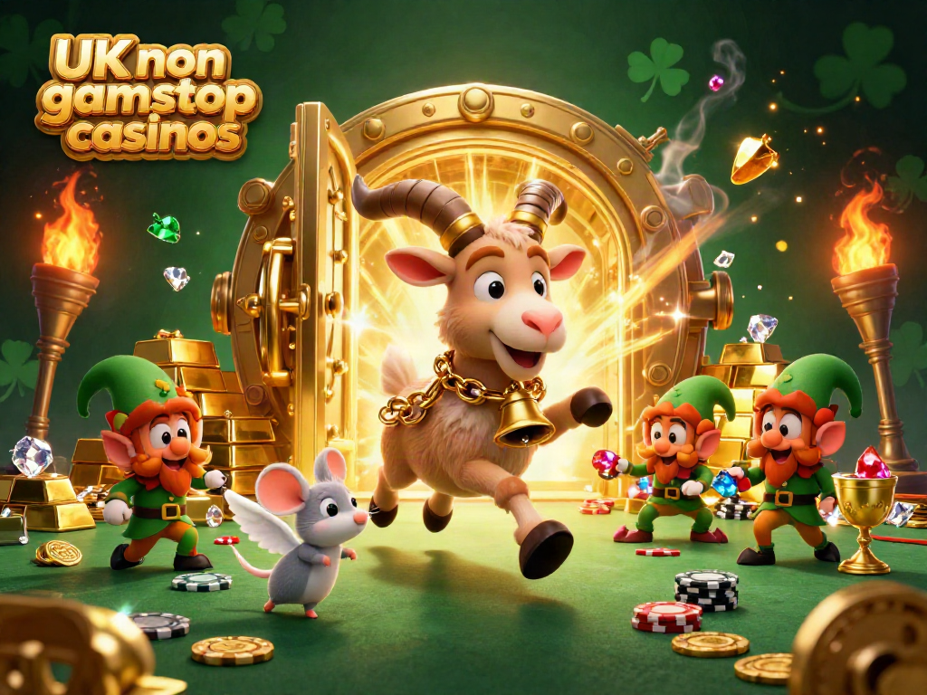 Engaging 3D illustration featuring Krampus and festive elements in UK non gamstop casinos.