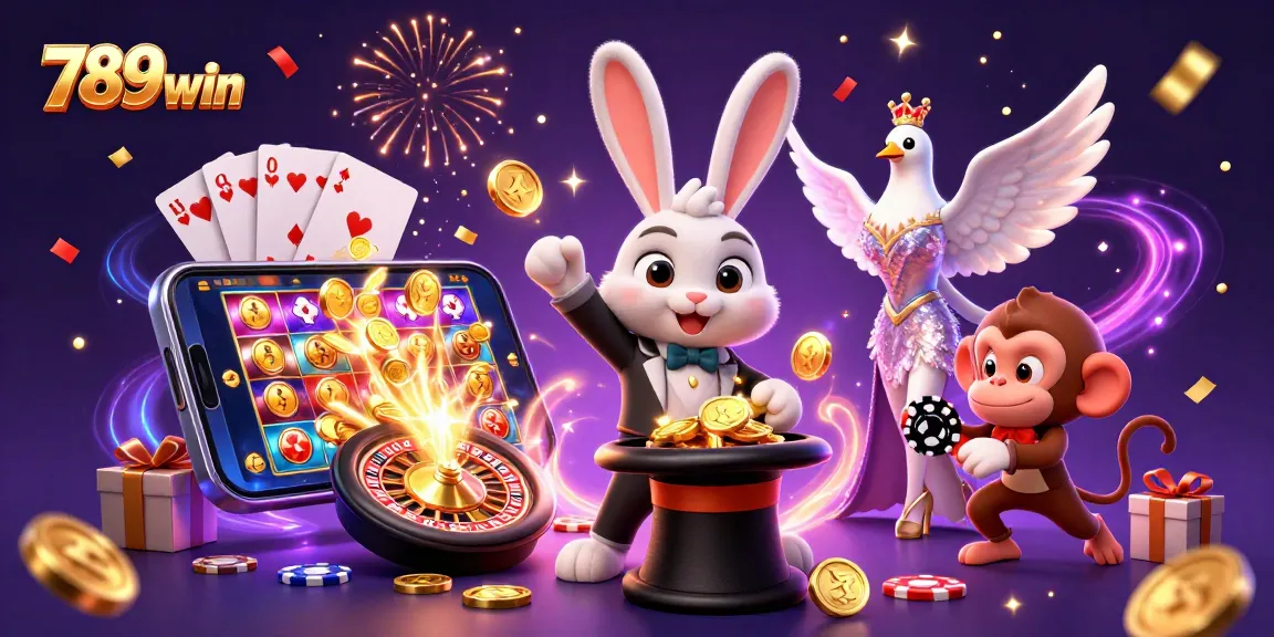 Engage in thrilling gameplay with 789win as magic unfolds with coins and poker chips.