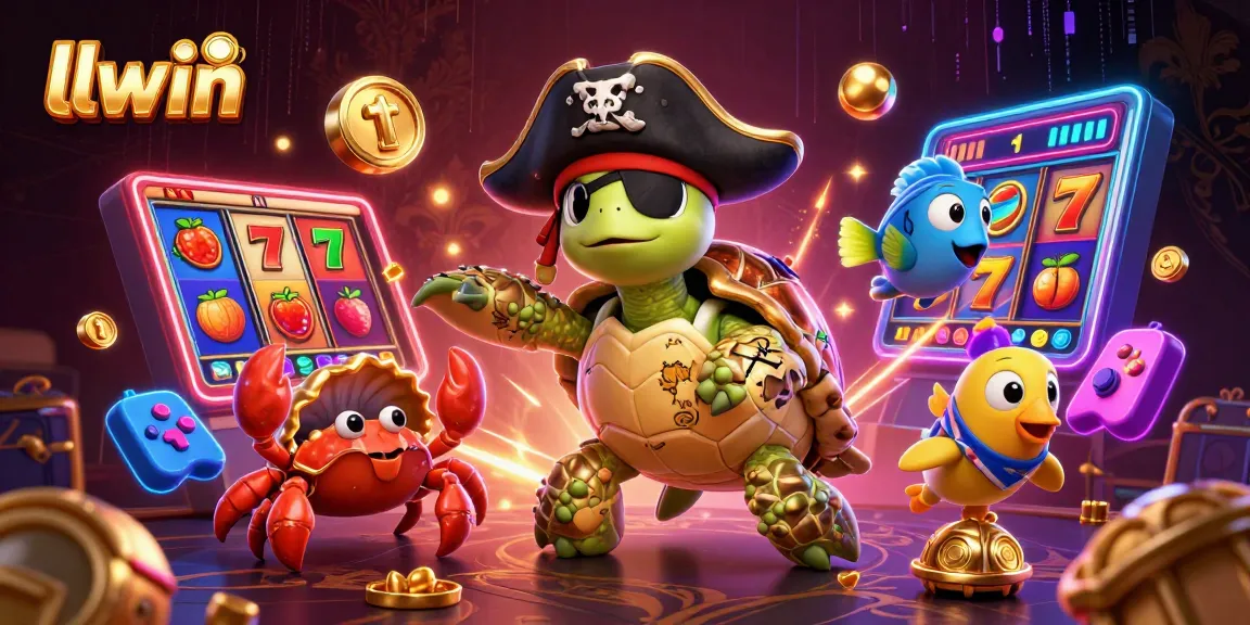 llwin slot reels and pirate characters create a vibrant casino scene with exciting gaming elements.