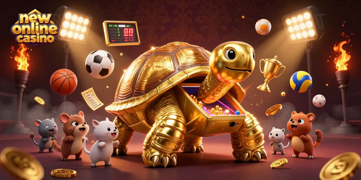 Experience the thrill of a new online casino with a dynamic 3D tortoise pinball scene, showcasing exciting gaming elements.